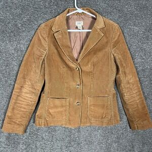 L.L.Bean Womens Corduroy‎ Blazer Jacket Size 4 Regular Brown Cotton